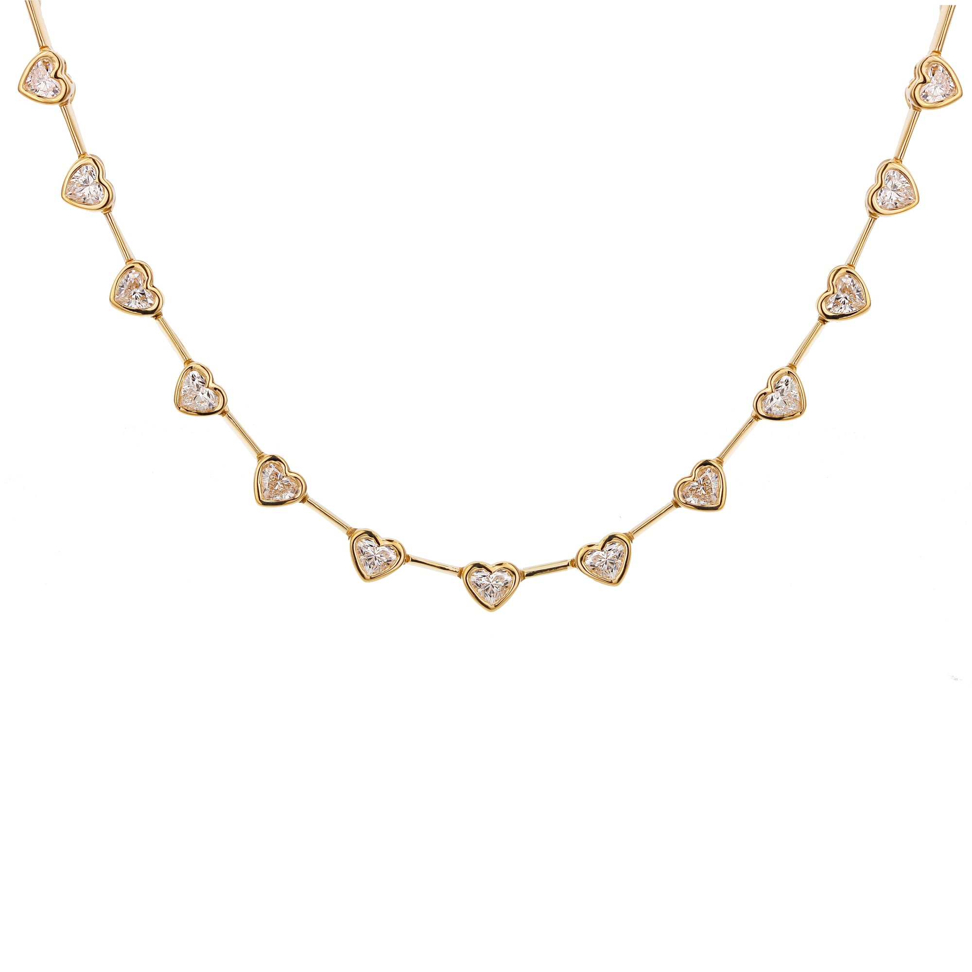 Heart Shape Diamond Necklace -Yellow