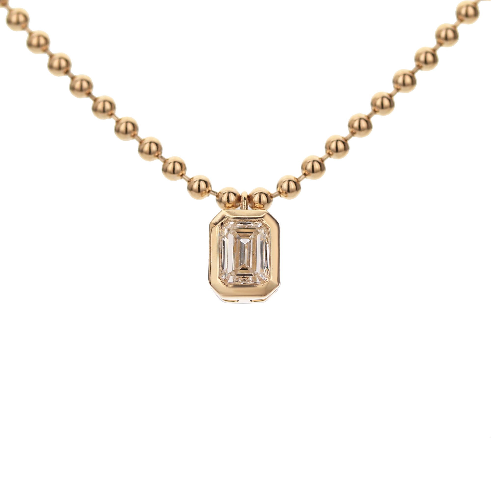 Emerald Cut Diamond Pendant Necklace – Yellow