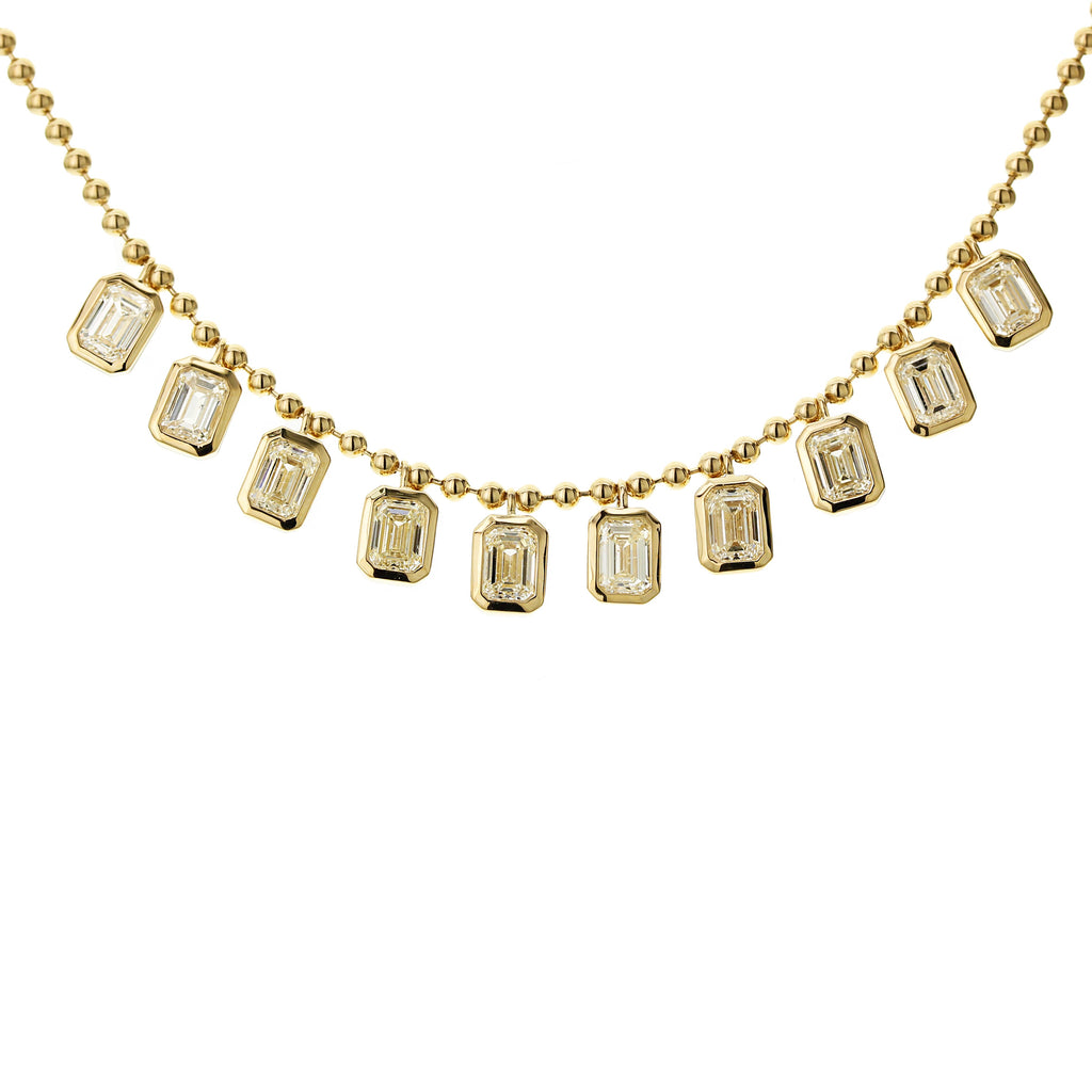 Emerald Cut Diamond Necklace - Yellow