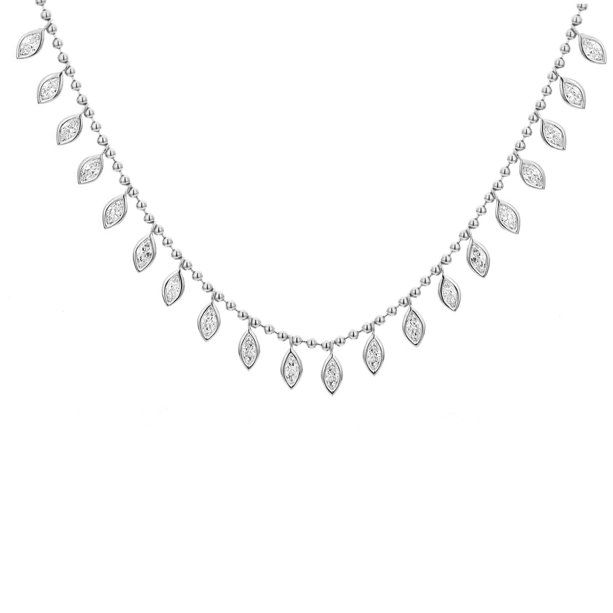 Marquise Diamond Necklace Bezel Set - White