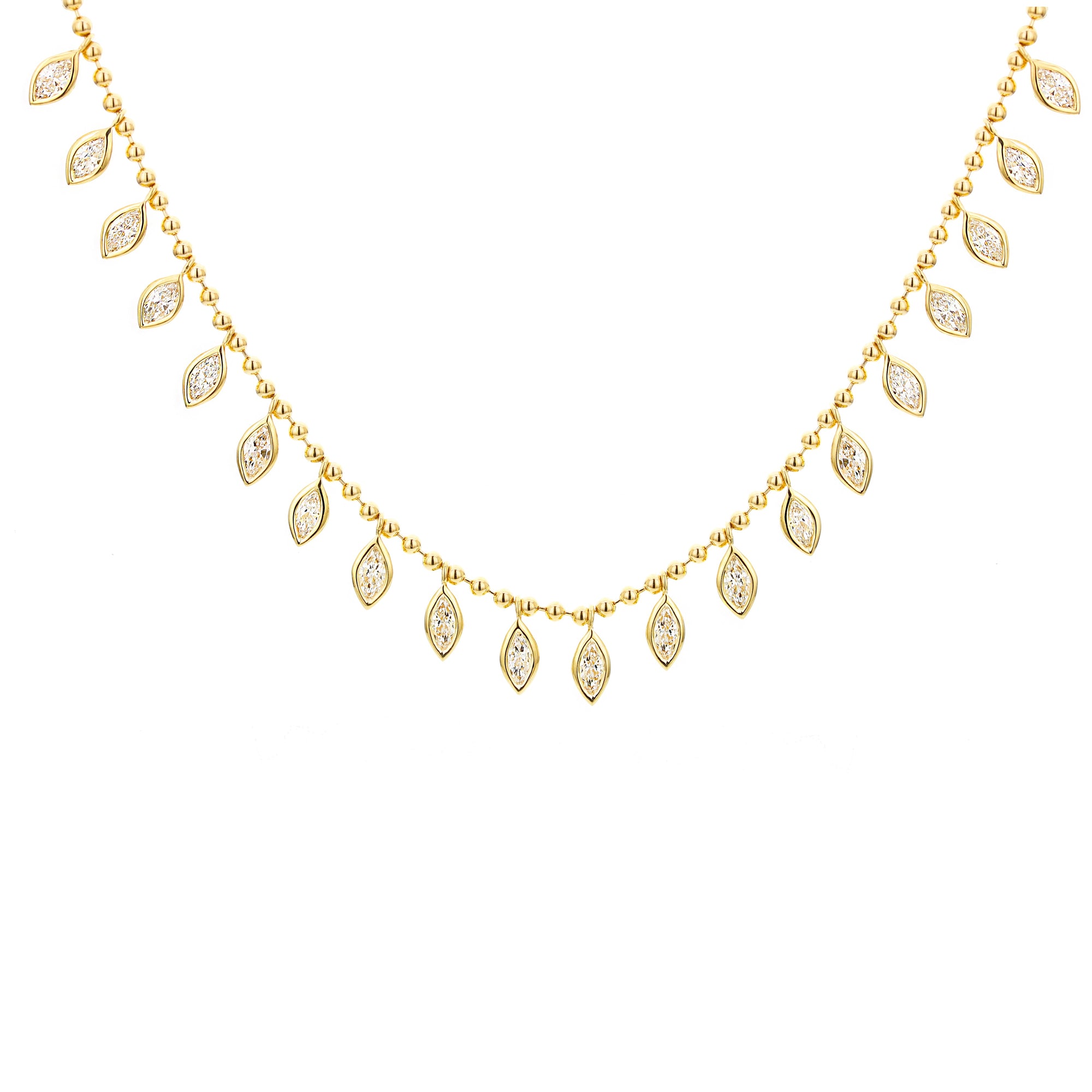 Marquise Diamond Necklace Bezel Set - Yellow