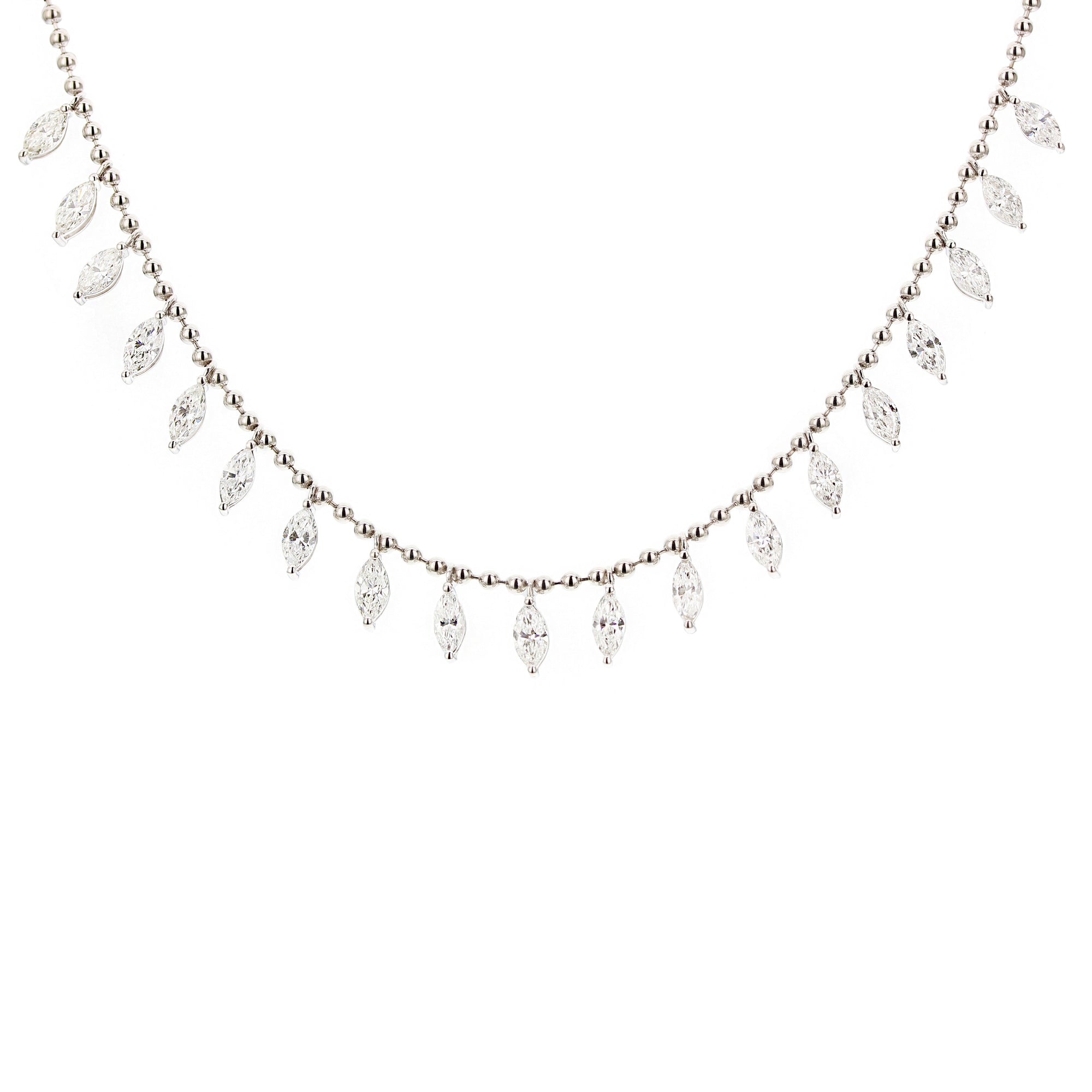 Marquise Diamond Necklace Prong Set - White