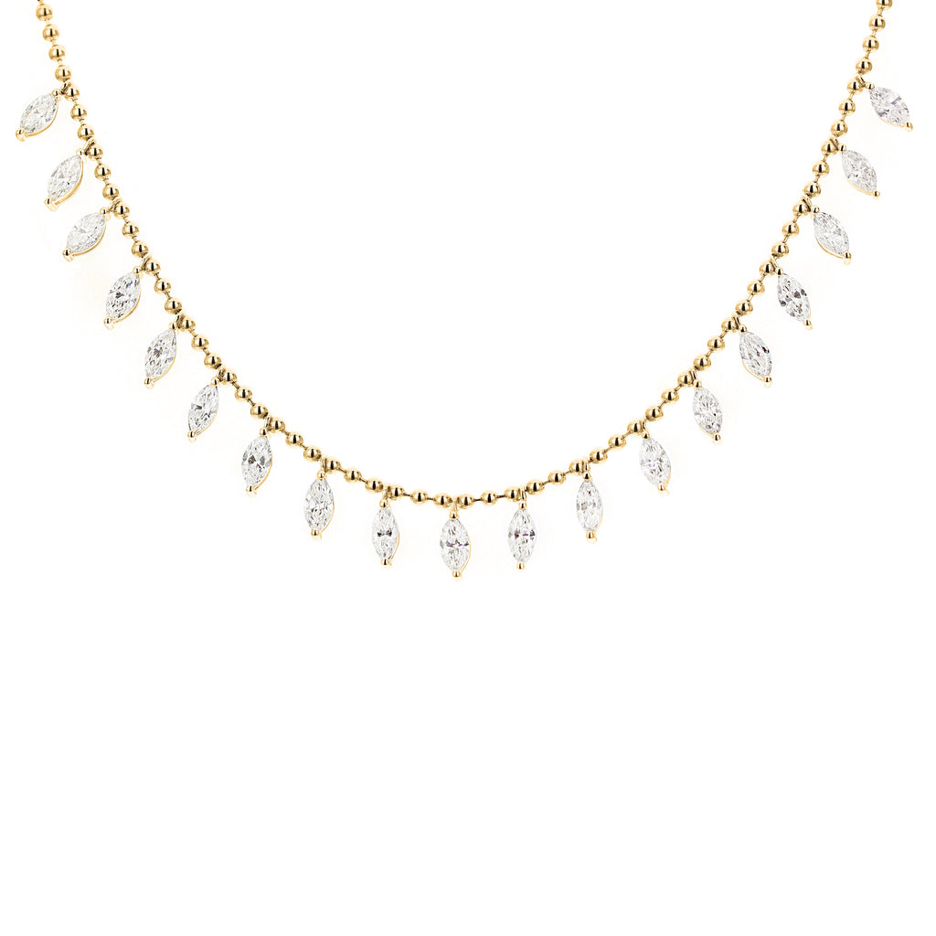 Marquise Diamond Necklace Prong Set - Yellow