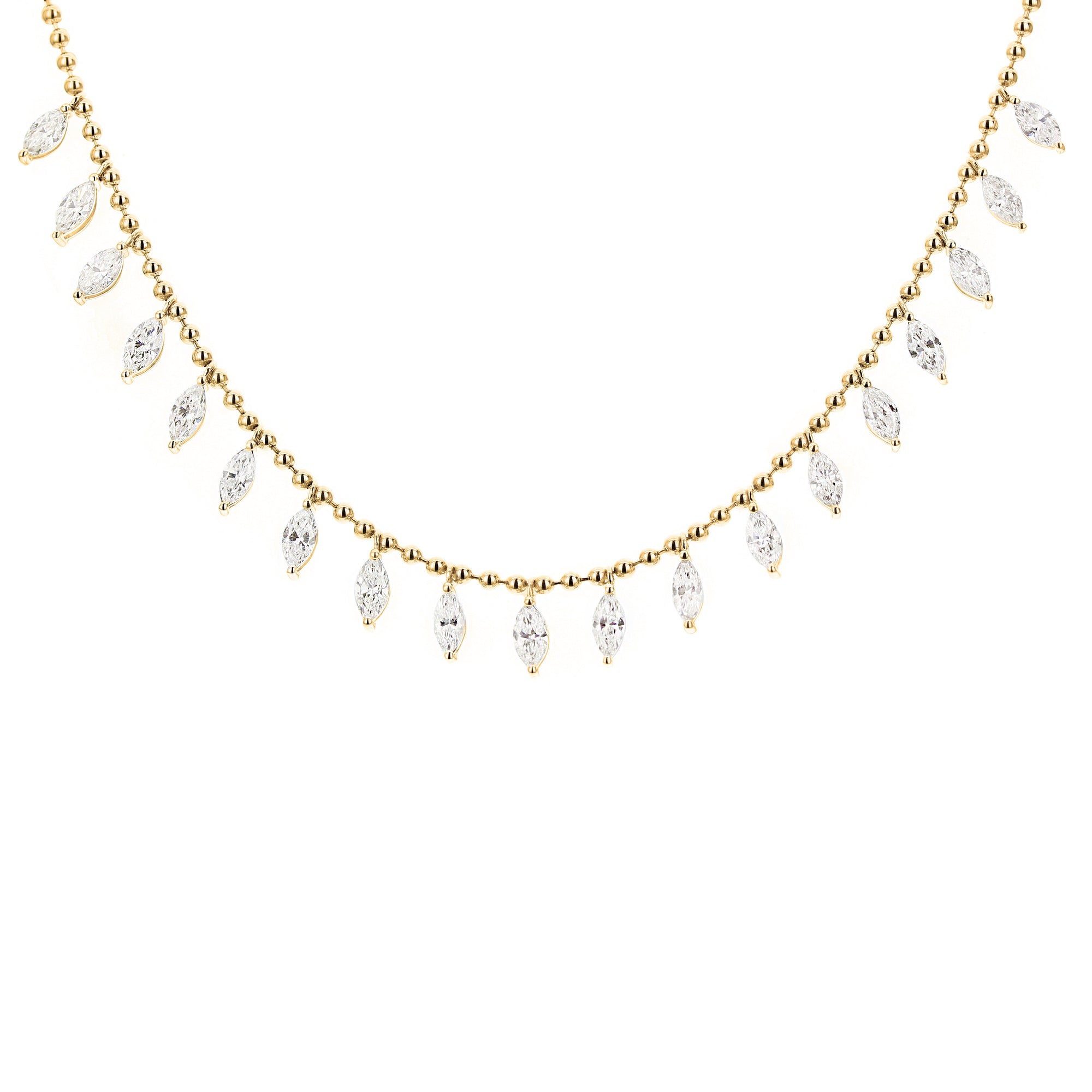 Marquise Diamond Necklace Prong Set - Yellow