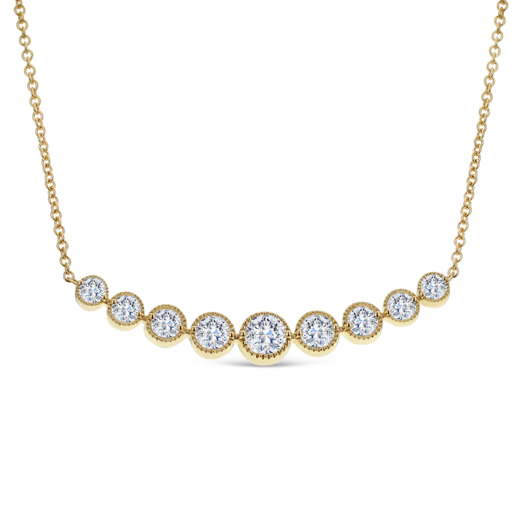 9 Stone Round Diamond Necklace-Yellow