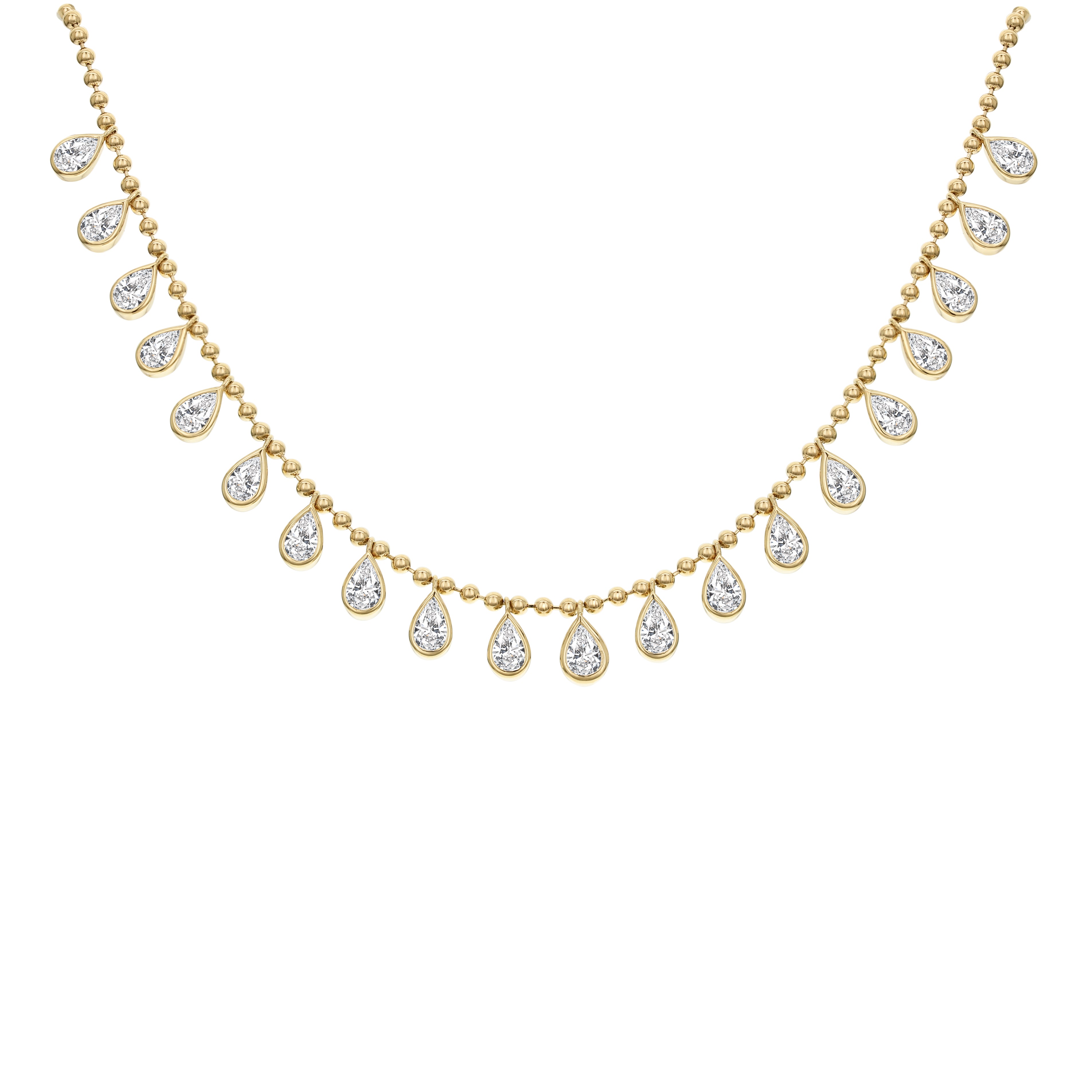 Pear Shape Bezel Set Diamond Necklace, 18K