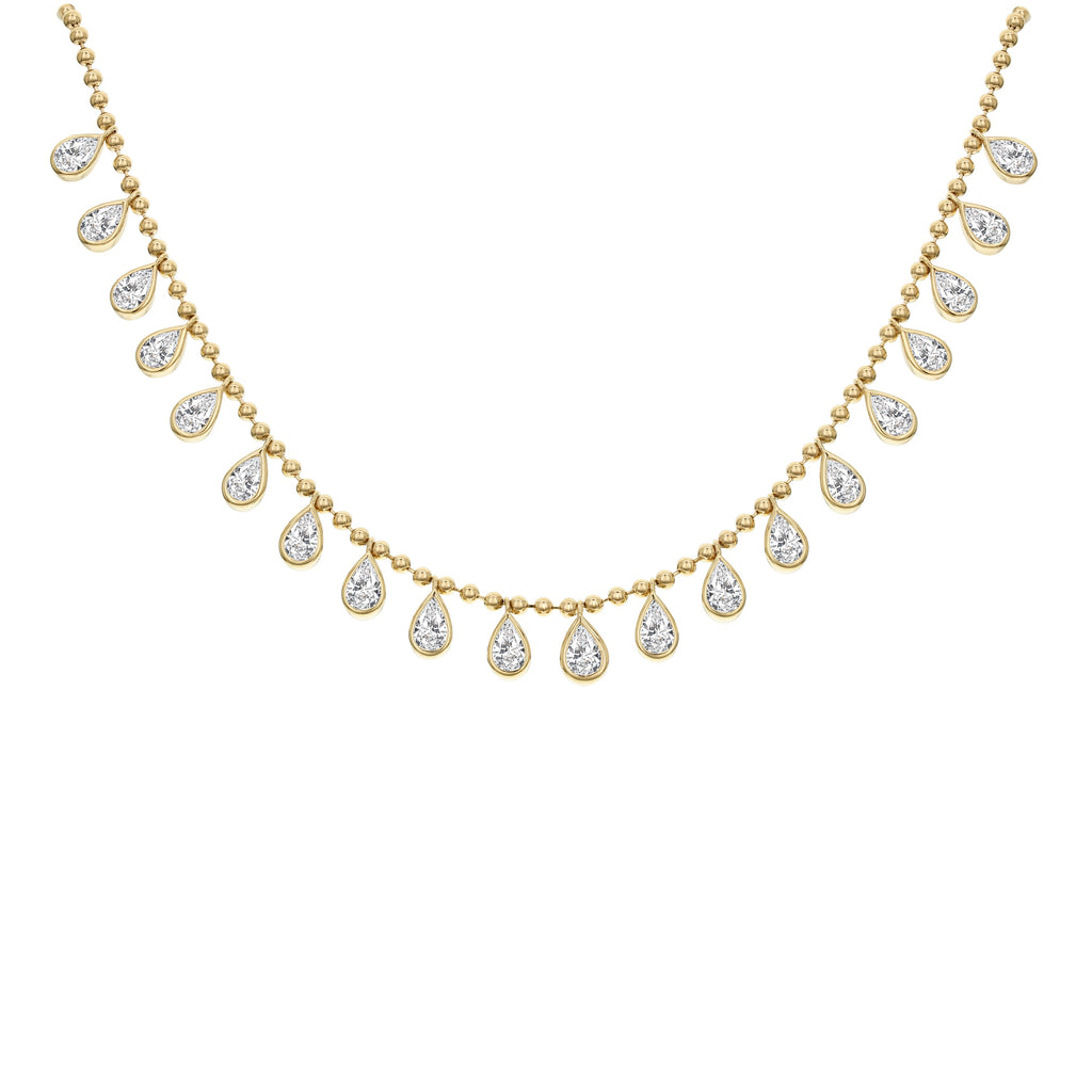 Bezel Set Pear Shape Diamond Necklace-Yellow