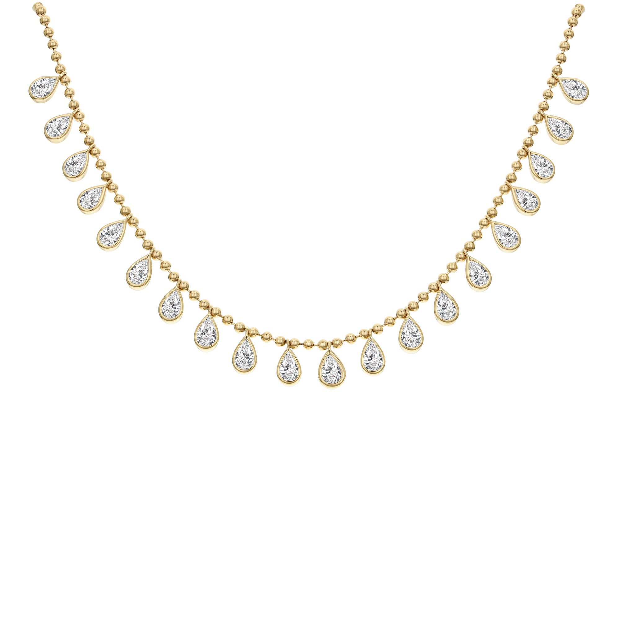 Bezel Set Pear Shape Diamond Necklace-Yellow