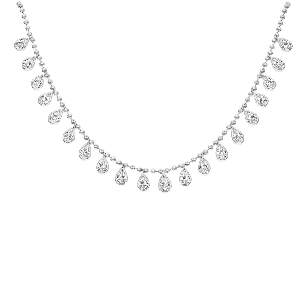 Bezel Set Pear Shape Diamond Necklace-White