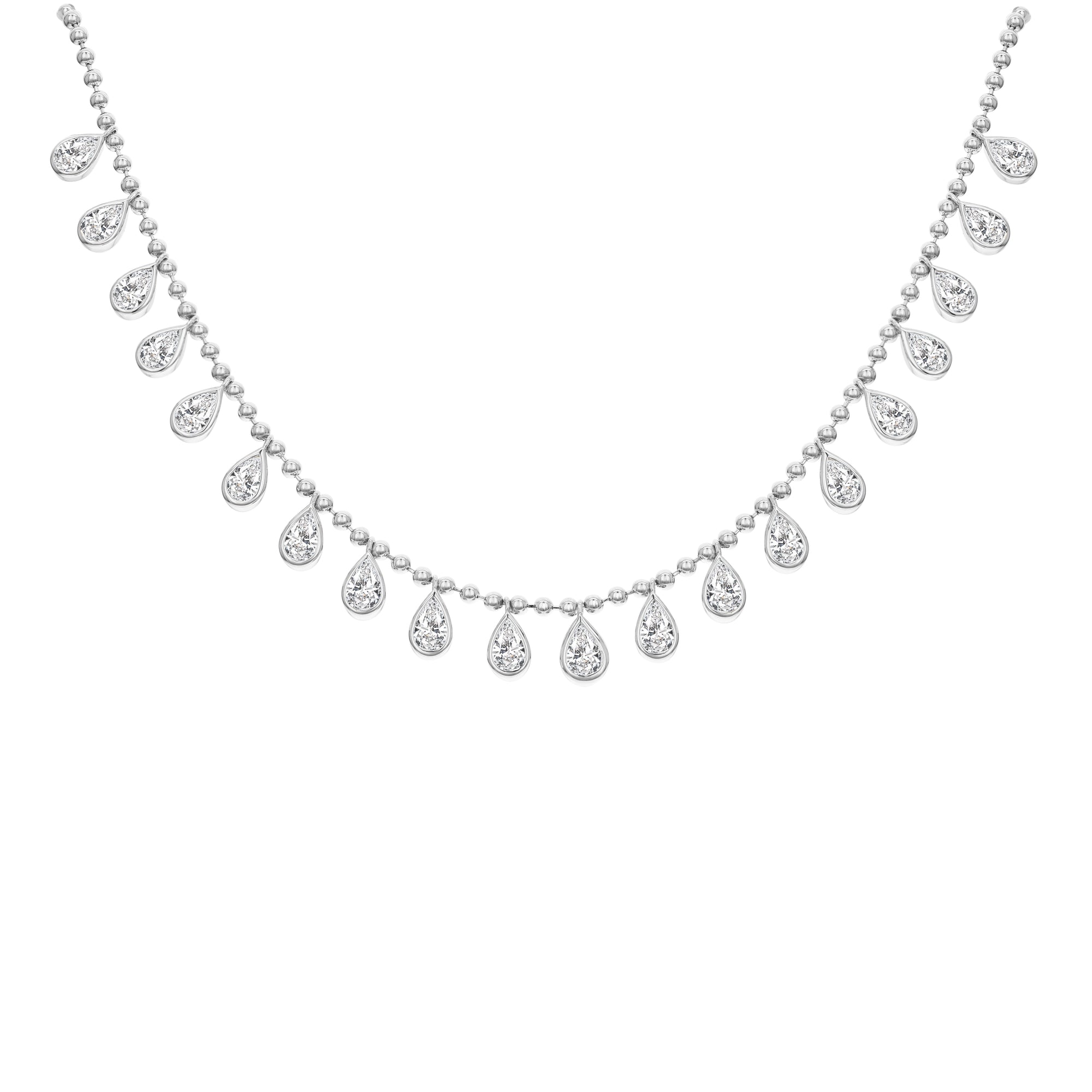 Bezel Set Pear Shape Diamond Necklace-White