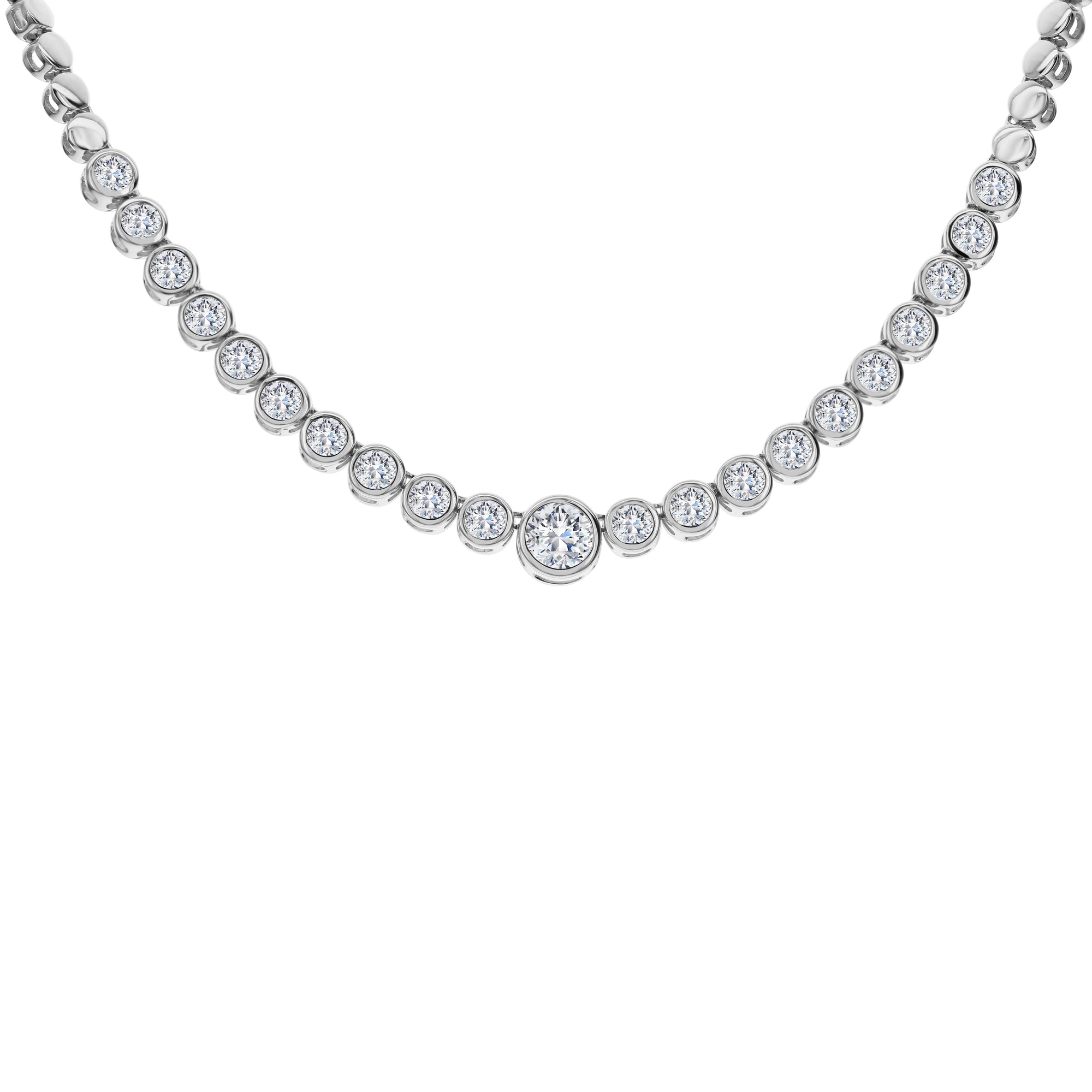Round Diamond Necklace-White