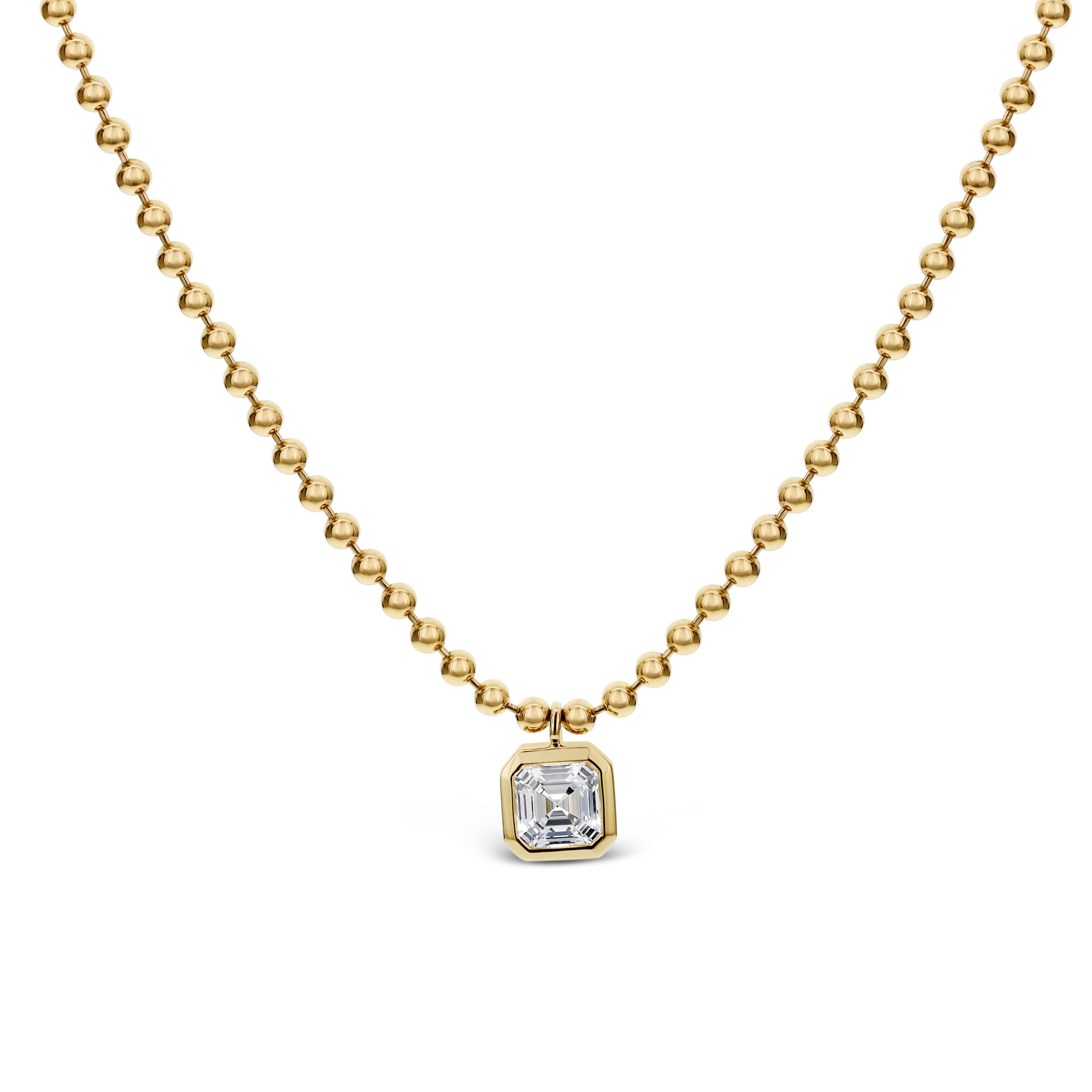 Asscher Cut Diamond Pendant Necklace - Yellow