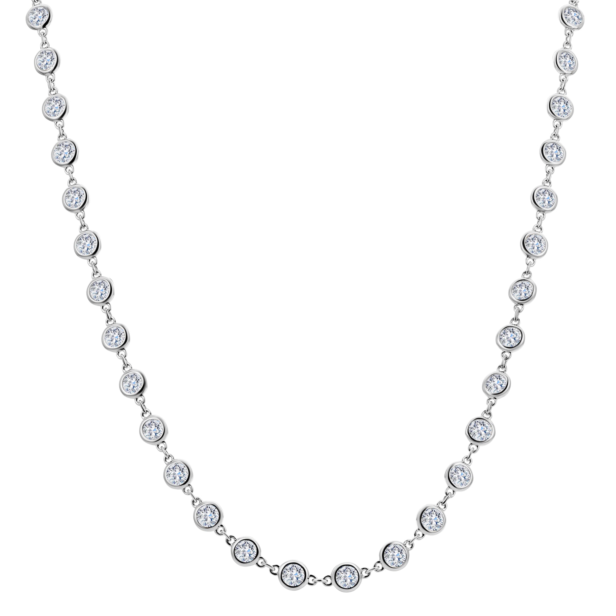 Round Diamond Necklace-White