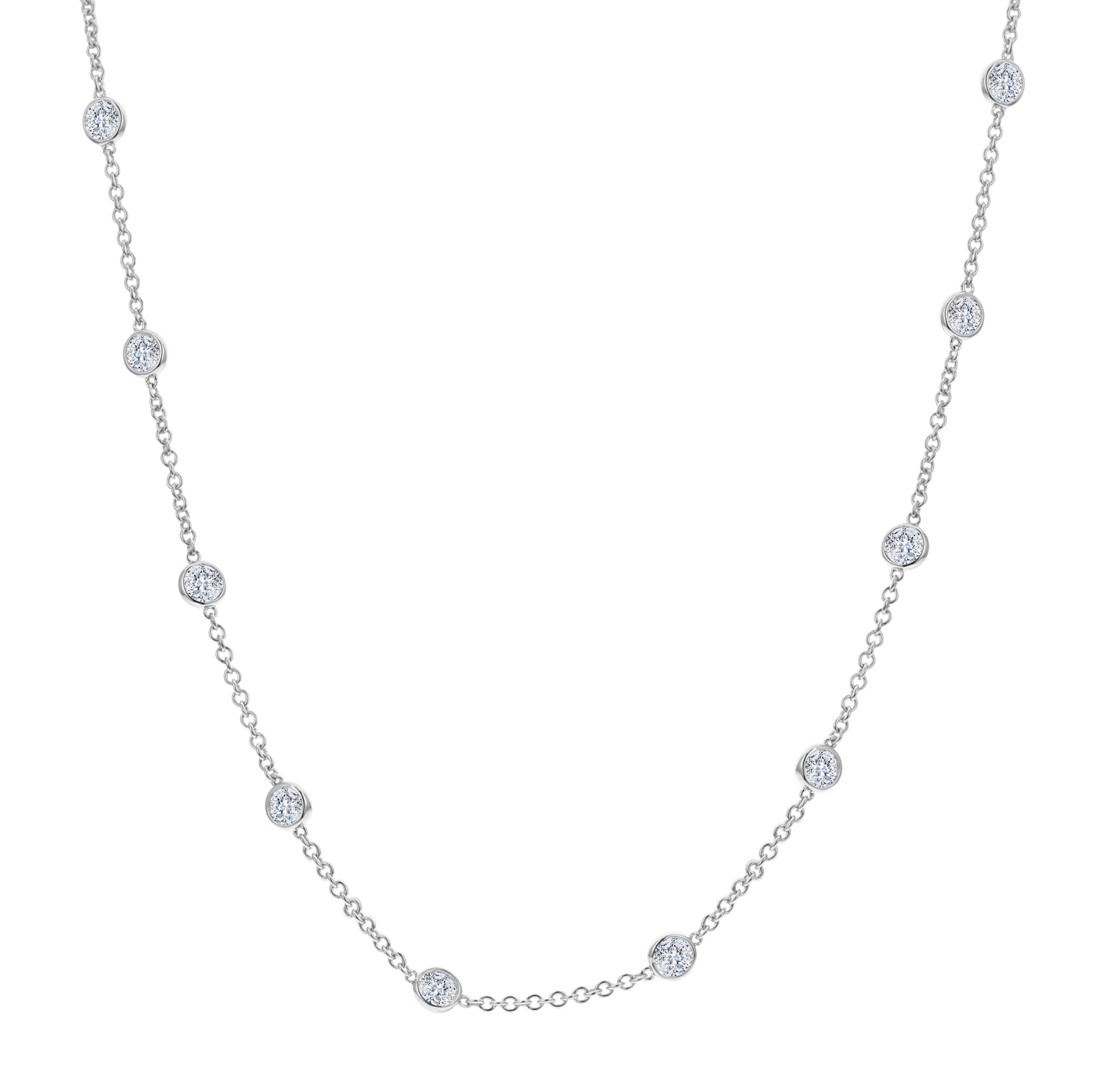 Round Diamond Necklace-White