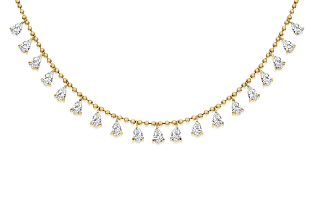 Prong Set Pear Shape Diamond Necklace-Yellow