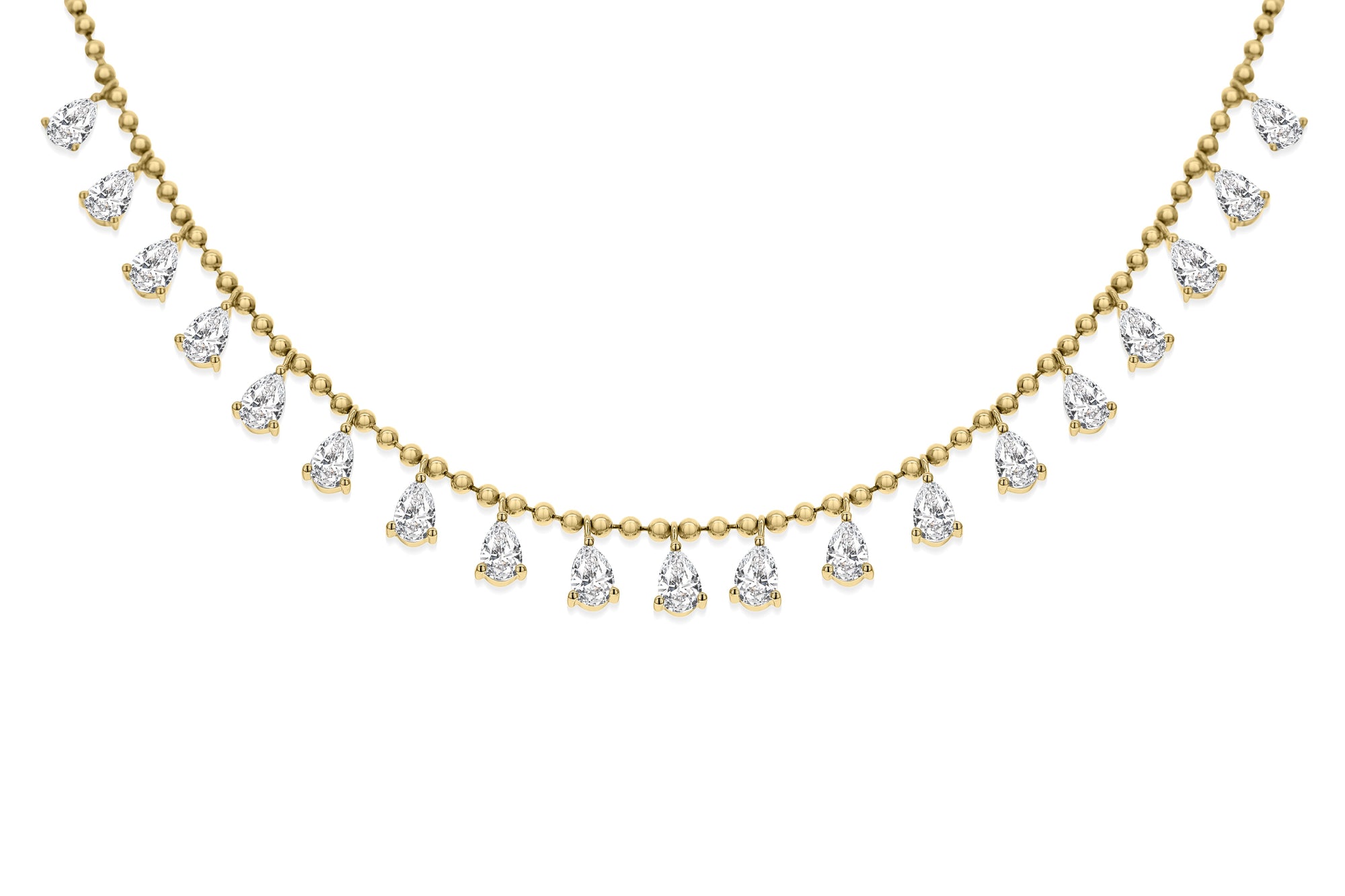 Prong Set Pear Shape Diamond Necklace-Yellow