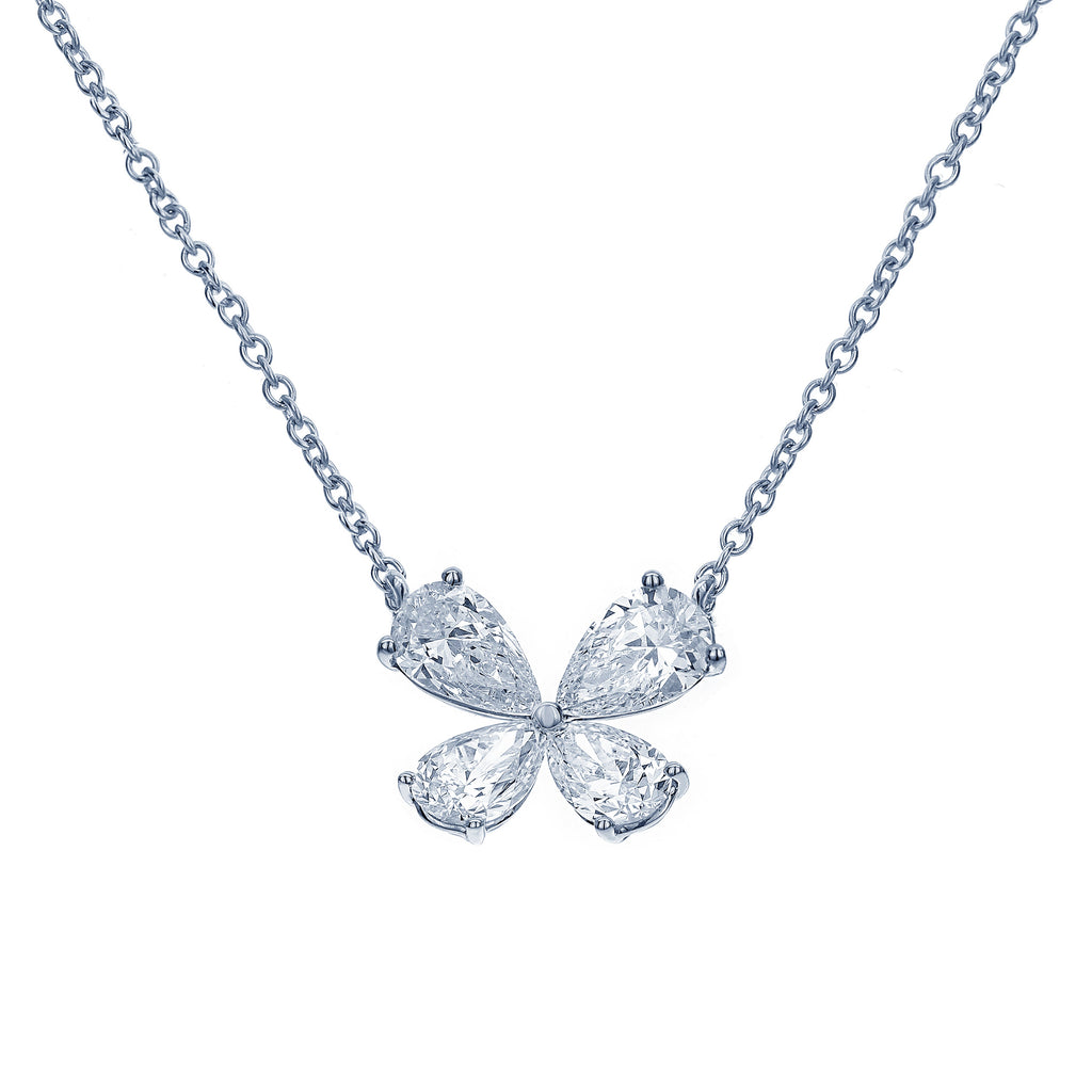 Pear Shape Diamond Necklace-White