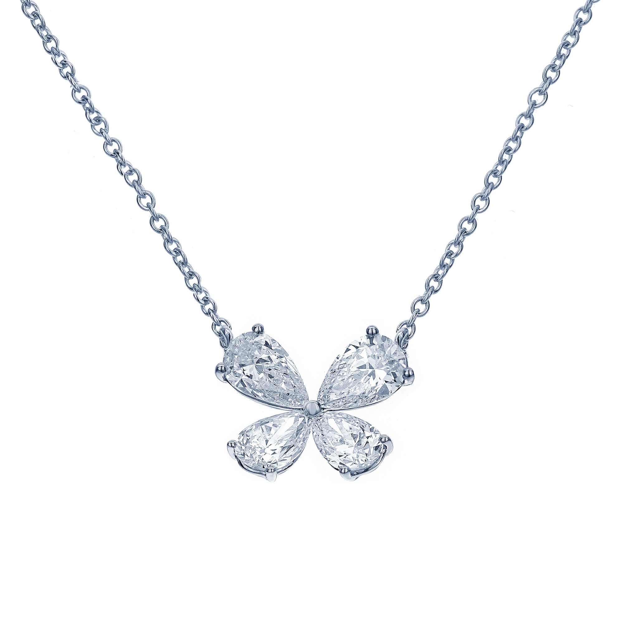 Pear Shape Diamond Necklace-White