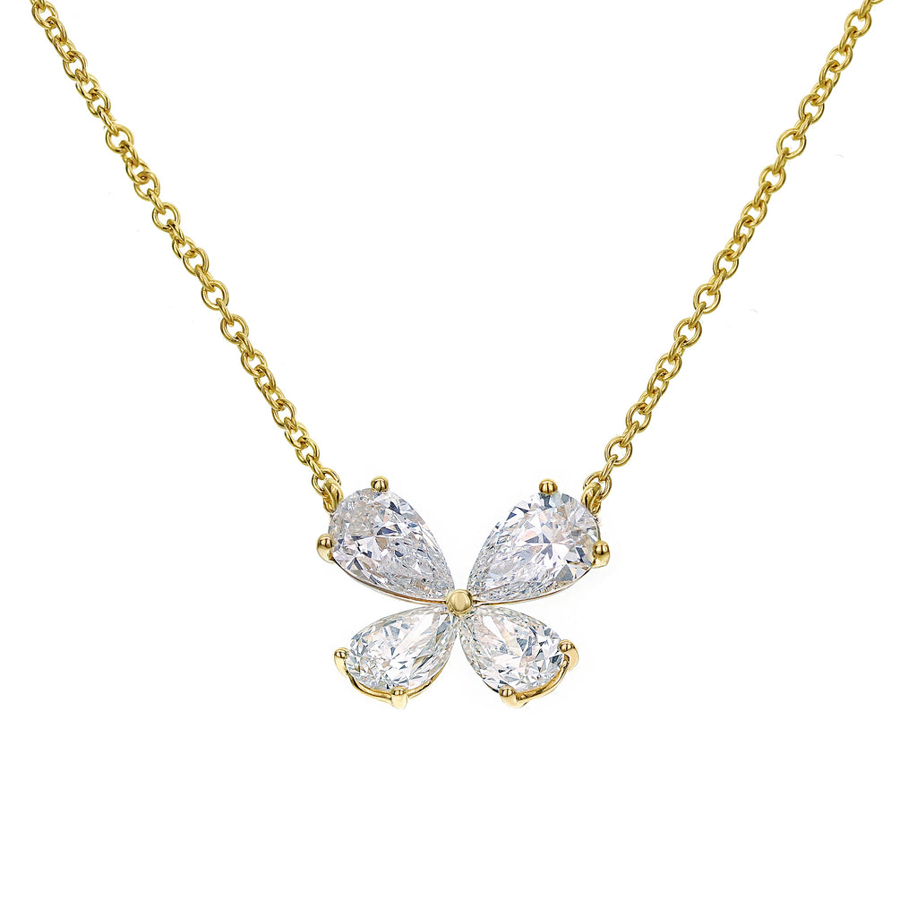 Pear Shape Diamond Necklace-Yellow