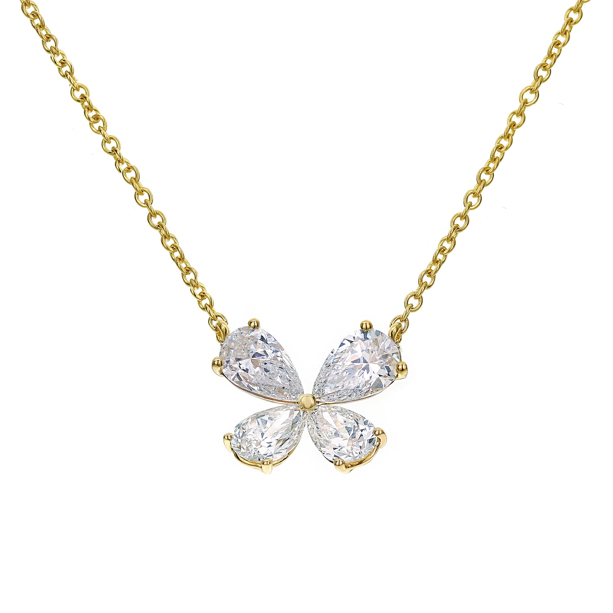 Pear Shape Diamond Necklace-Yellow