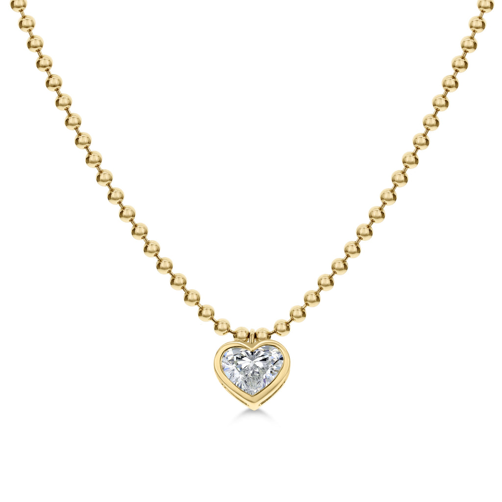 Heart Shape Diamond Pendant Necklace - Yellow