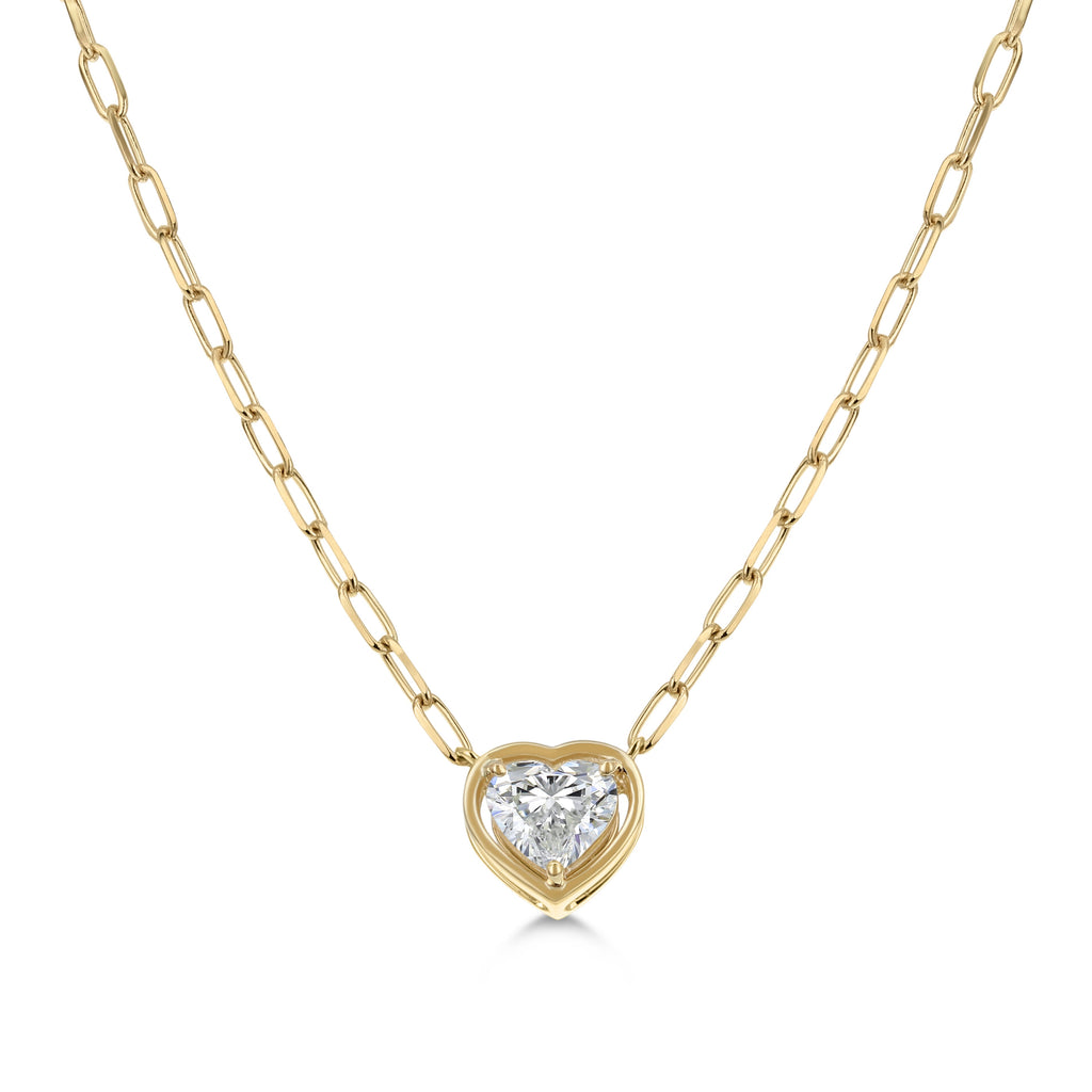 Heart Shape Diamond Pendant Necklace - Yellow