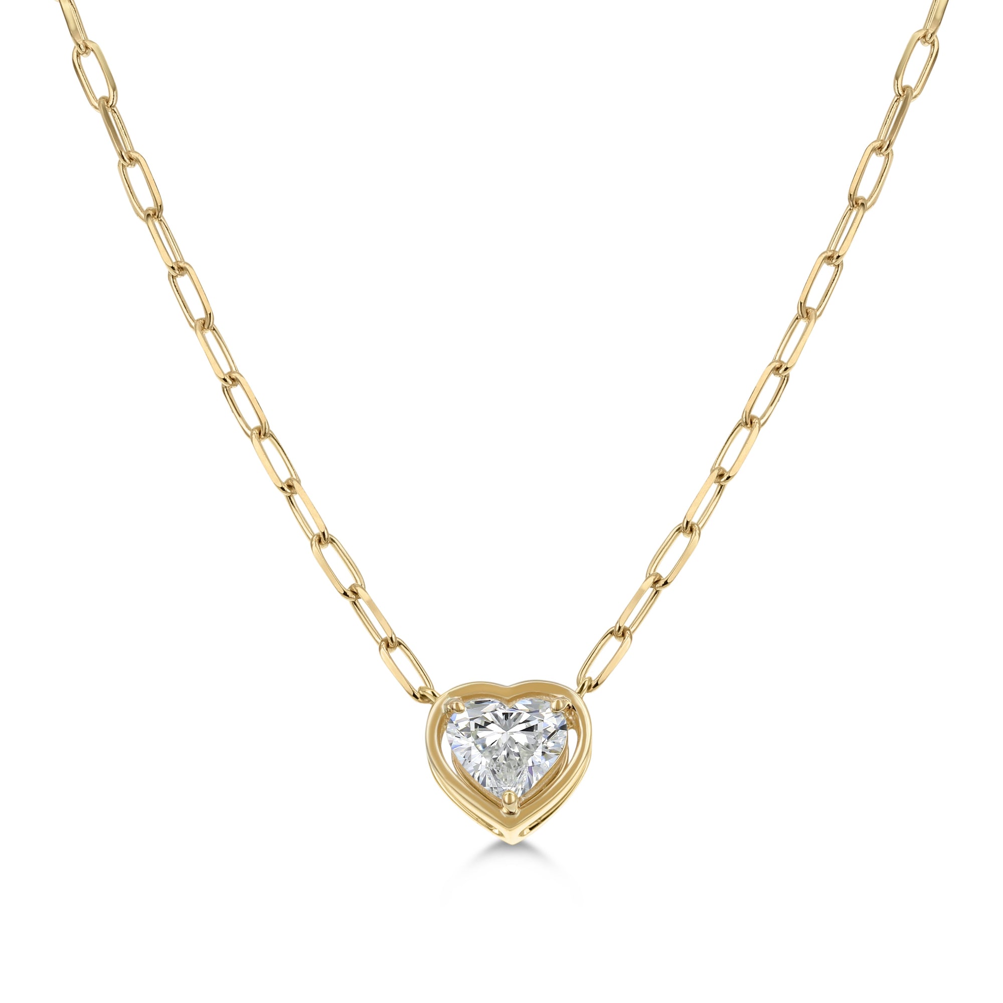 Heart Shape Diamond Pendant Necklace - Yellow