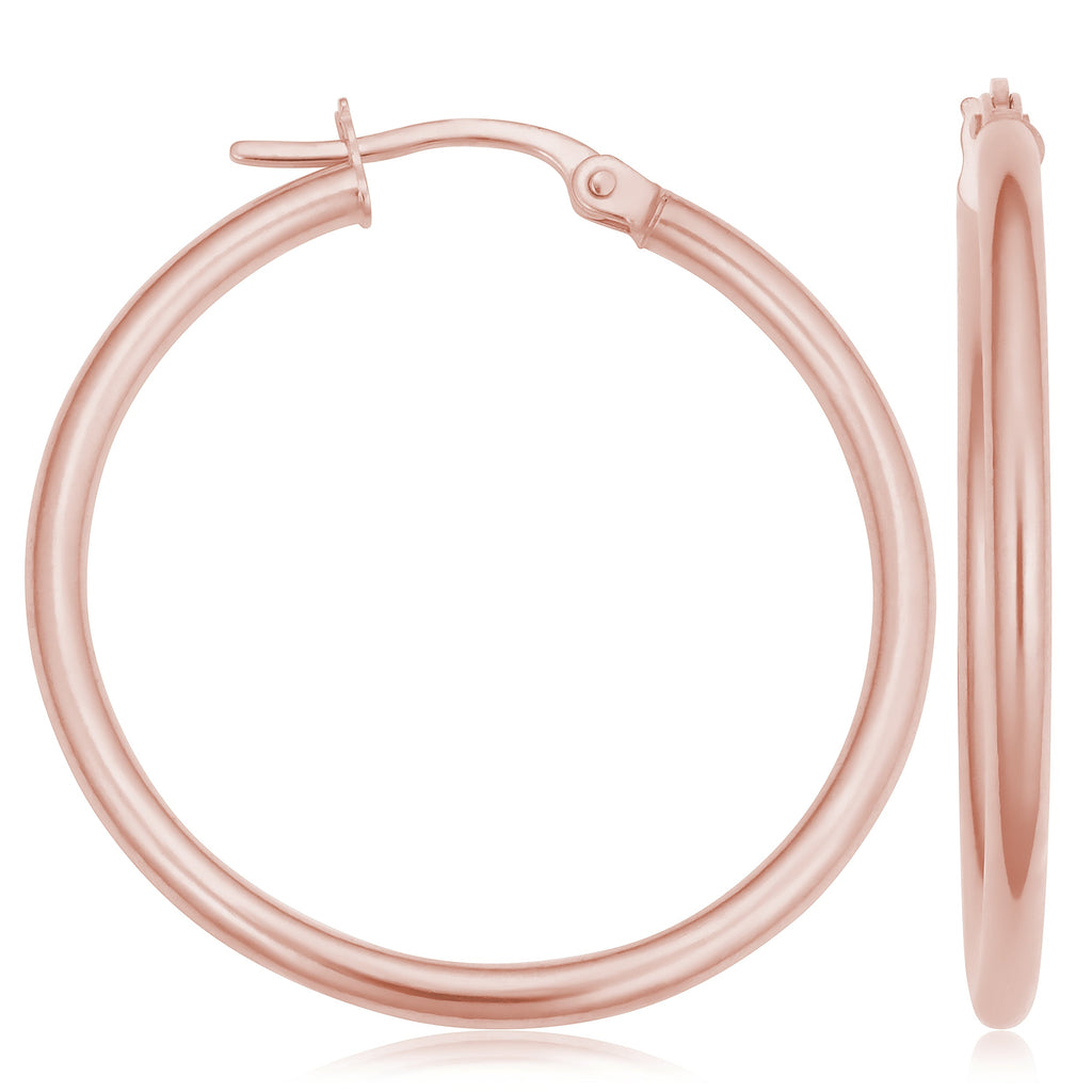 14K Gold Classic Hoop Earrings-Rose