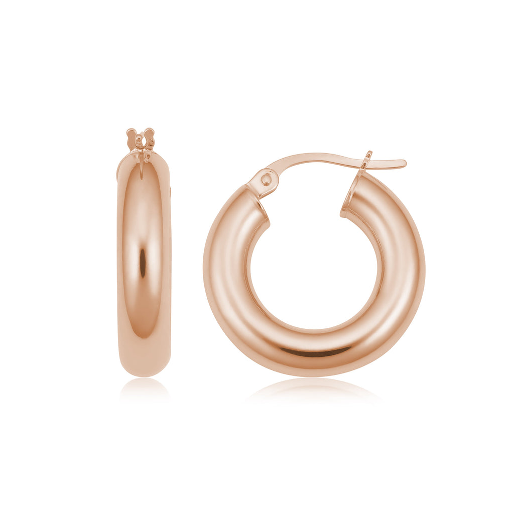 14k Gold Tube Hoop Earrings - Rose