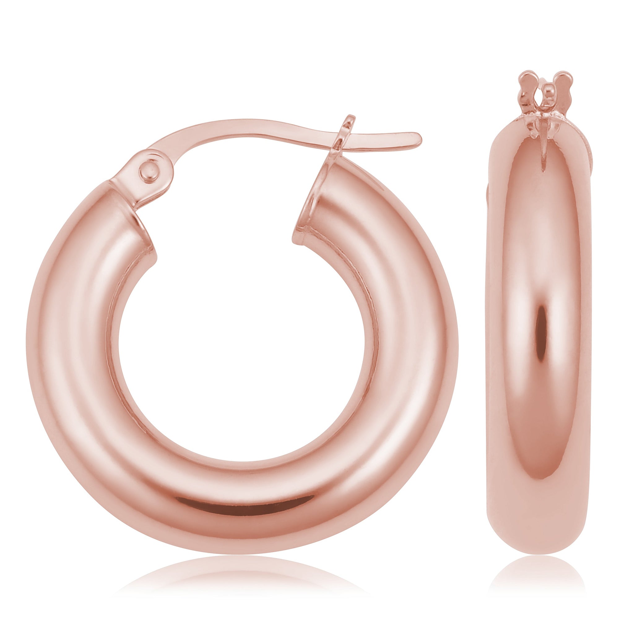 14K Gold Tube Hoop Earrings-Rose
