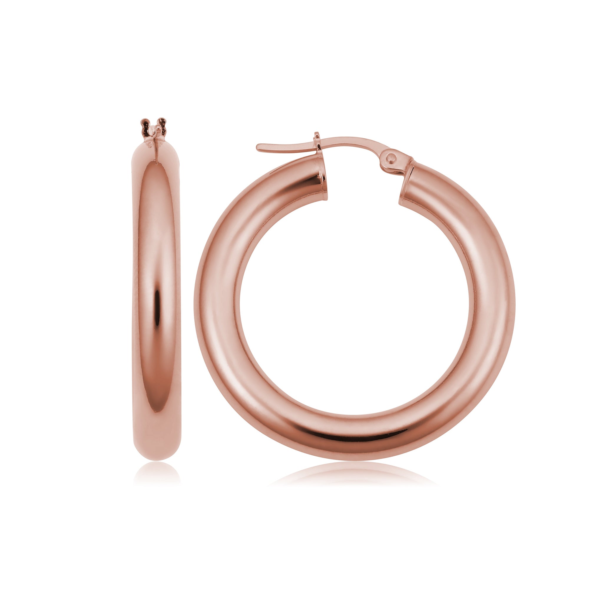 14K Gold 1-Inch Tube Hoop Earrings - Rose