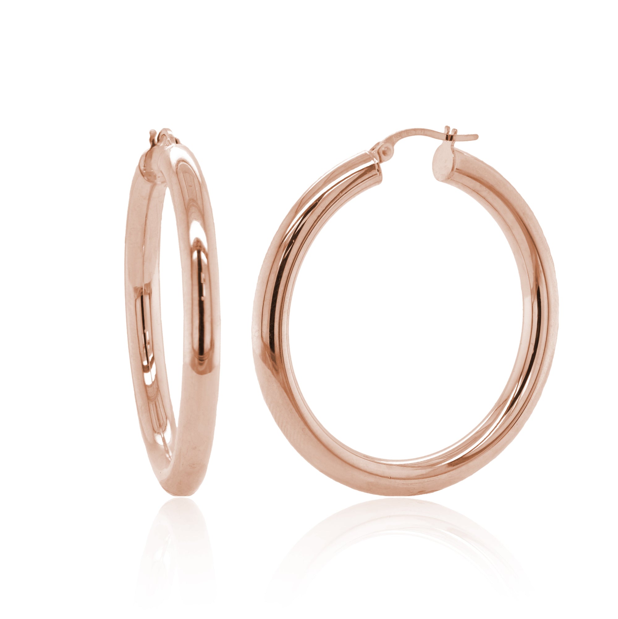 14K Gold Italian Hoop Earrings-Rose
