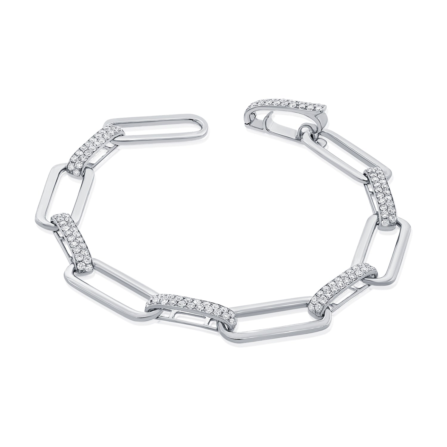 Diamond Paperclip Link Bracelet, 14K