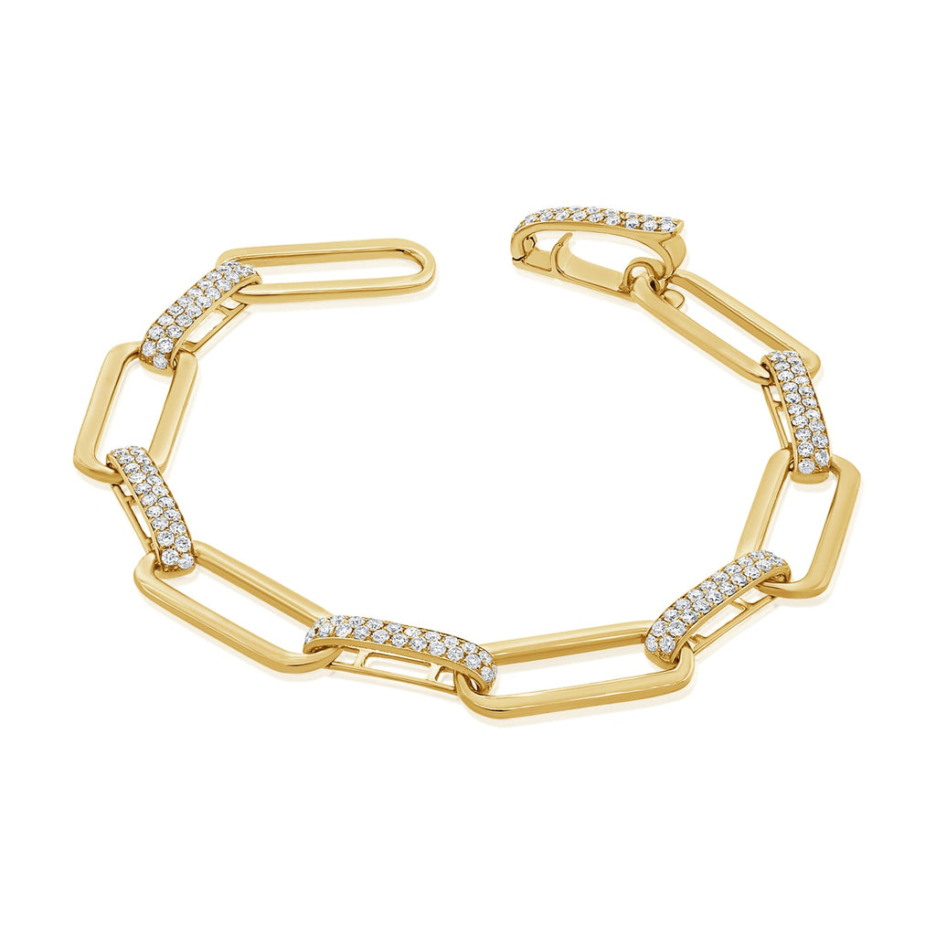 Diamond Paperclip Link Bracelet, 14K
