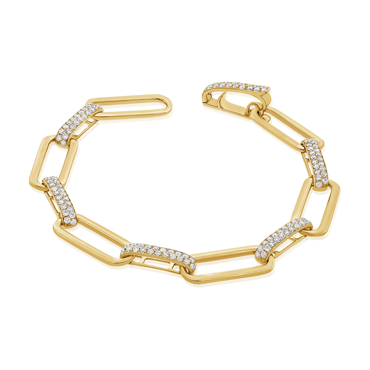 Diamond Paperclip Link Bracelet, 14K
