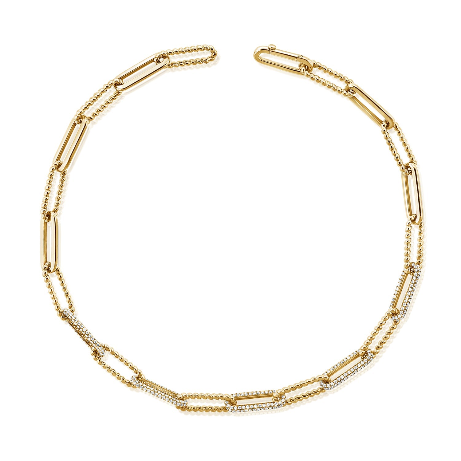 14K Gold Diamond Link Chain Necklace -Yellow
