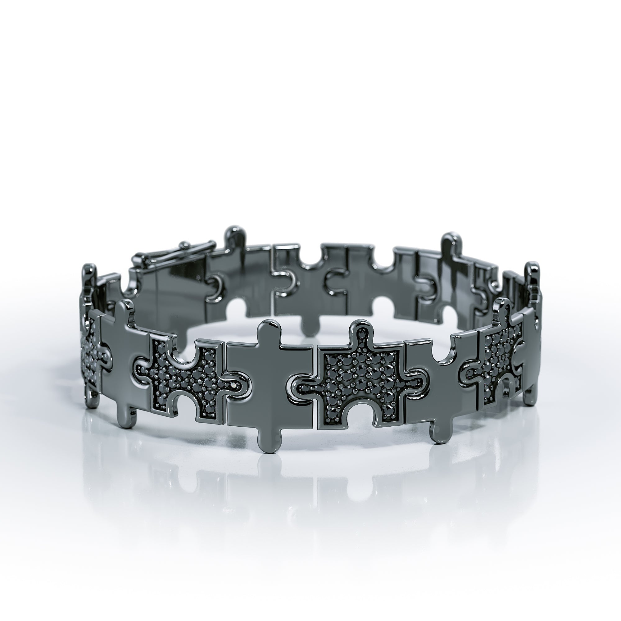 Love Is a Puzzle Alternating Diamond Bracelet 1/2" 18K