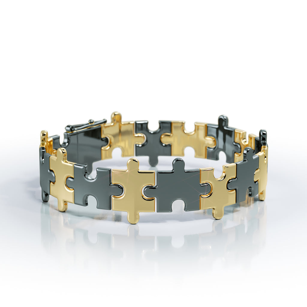 Love Is a Puzzle Gold Bracelet 1/2" 18K