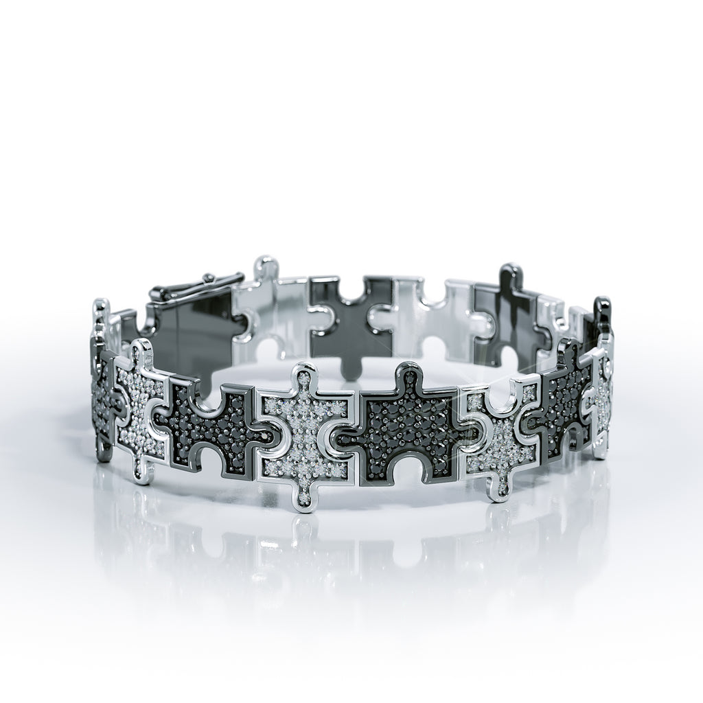 Love Is a Puzzle Diamond Bracelet 3/8" 18K