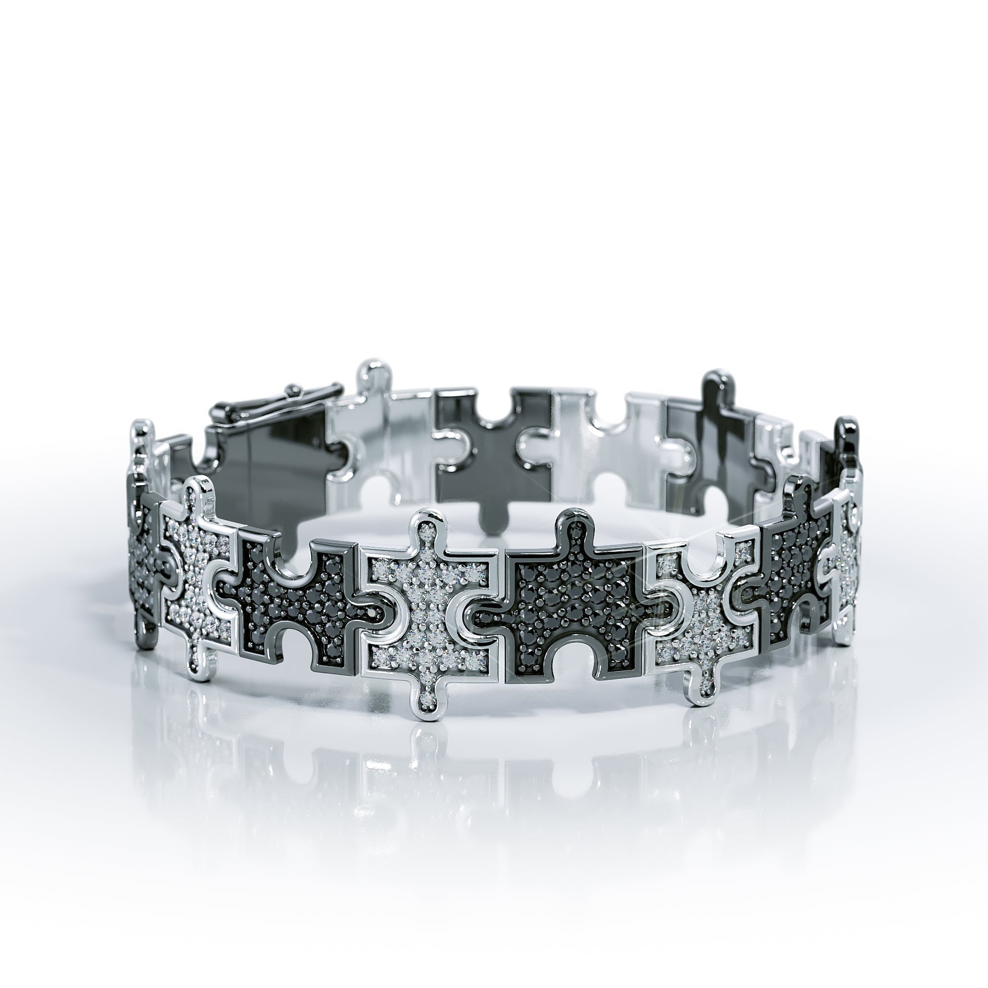 Love Is a Puzzle Diamond Bracelet 1/2" 18K