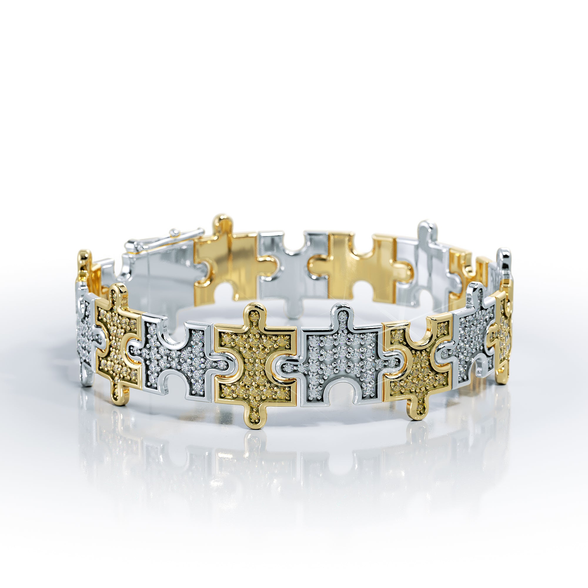 Love Is a Puzzle Diamond Bracelet 1/2" 18K