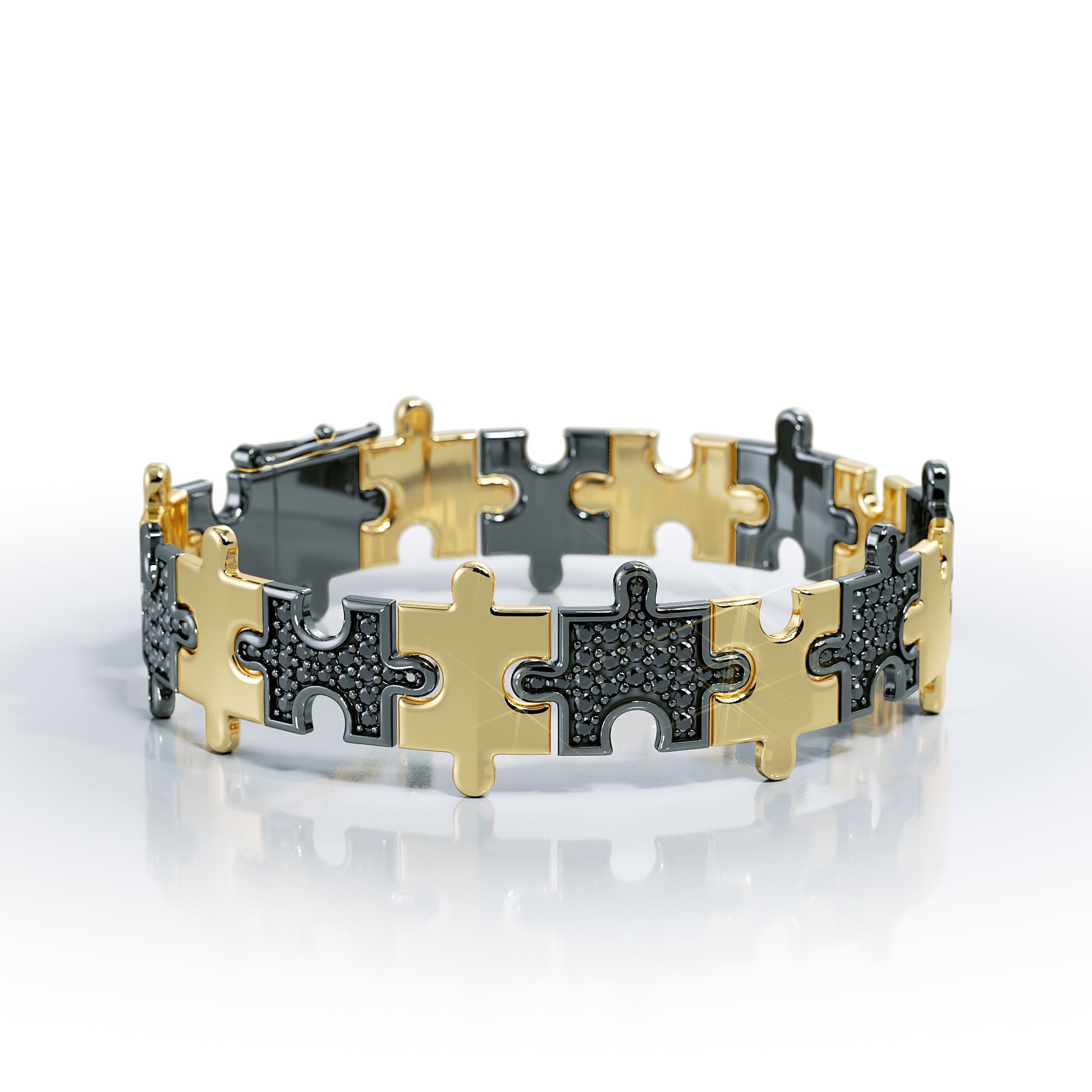 Love Is a Puzzle Alternating Diamond Bracelet 1/4