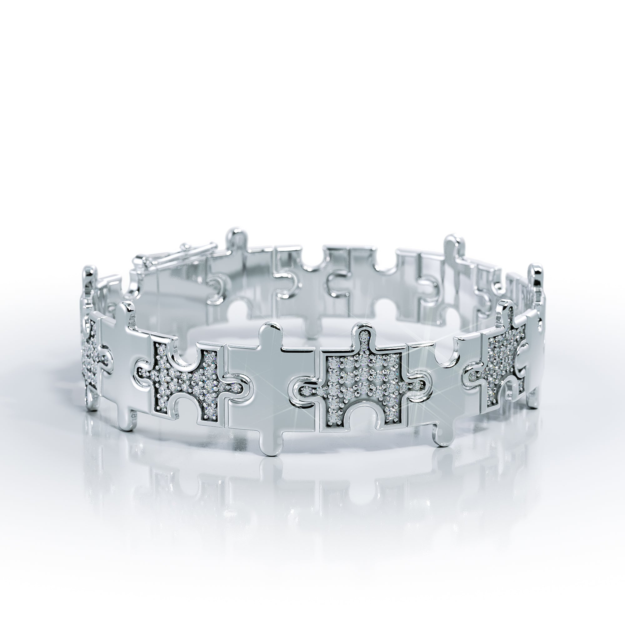 Love Is a Puzzle Alternating Diamond Bracelet 3/8