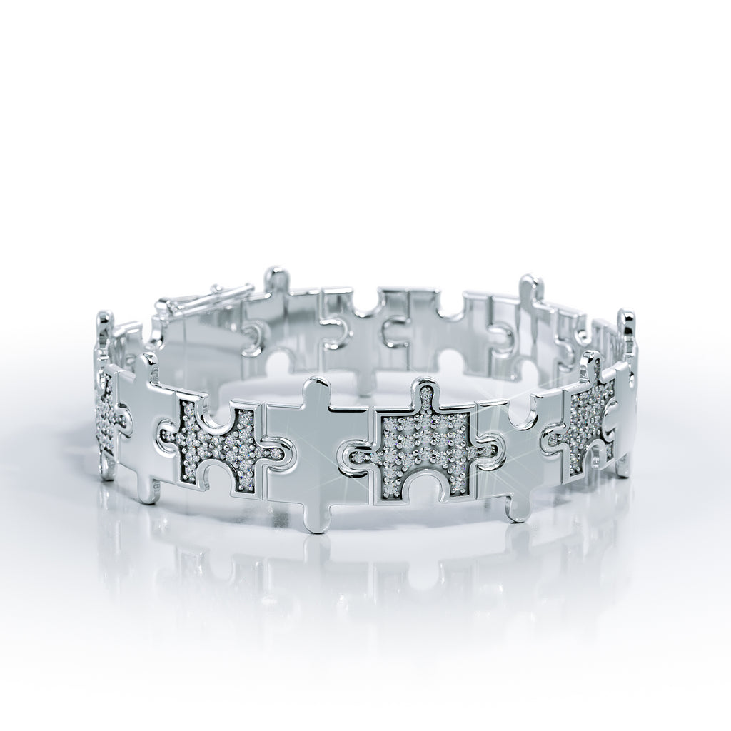 Love Is a Puzzle Alternating Diamond Bracelet 1/4" 18K