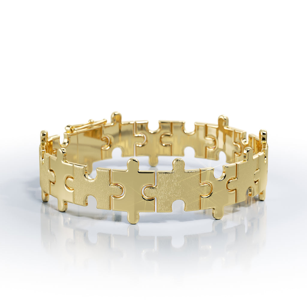 Love Is a Puzzle Gold Bracelet 1/2" 18K
