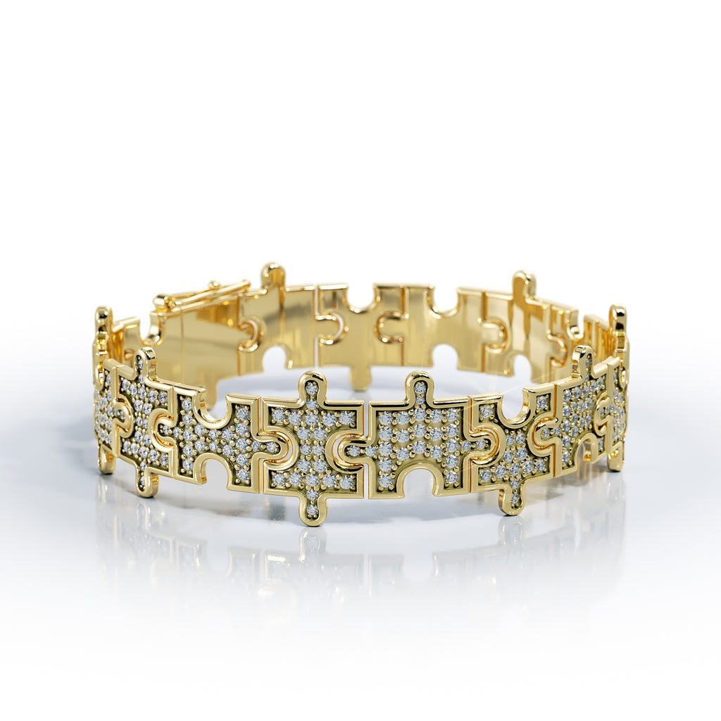 Love Is a Puzzle Diamond Bracelet 3/8" 18K