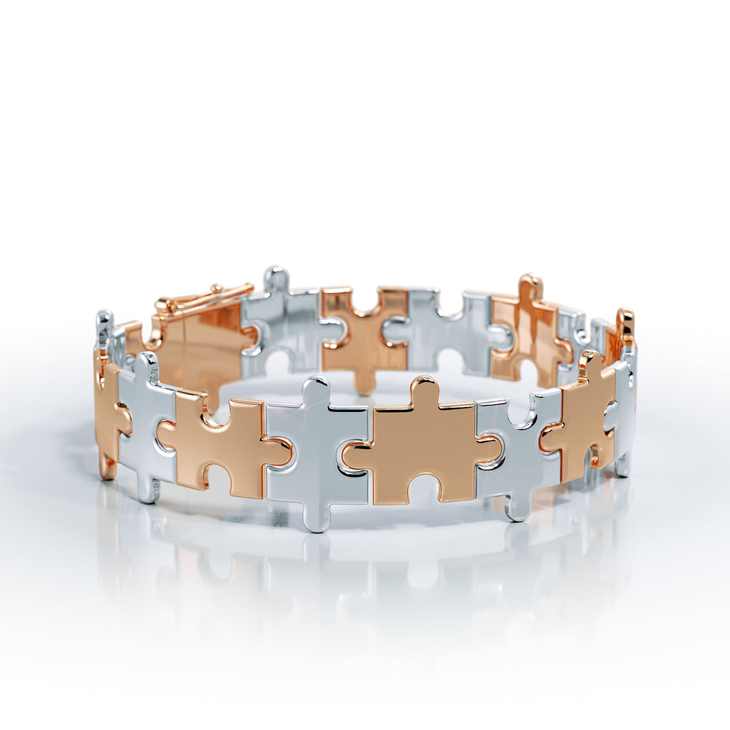 Love Is a Puzzle Gold Bracelet 1/2" 18K