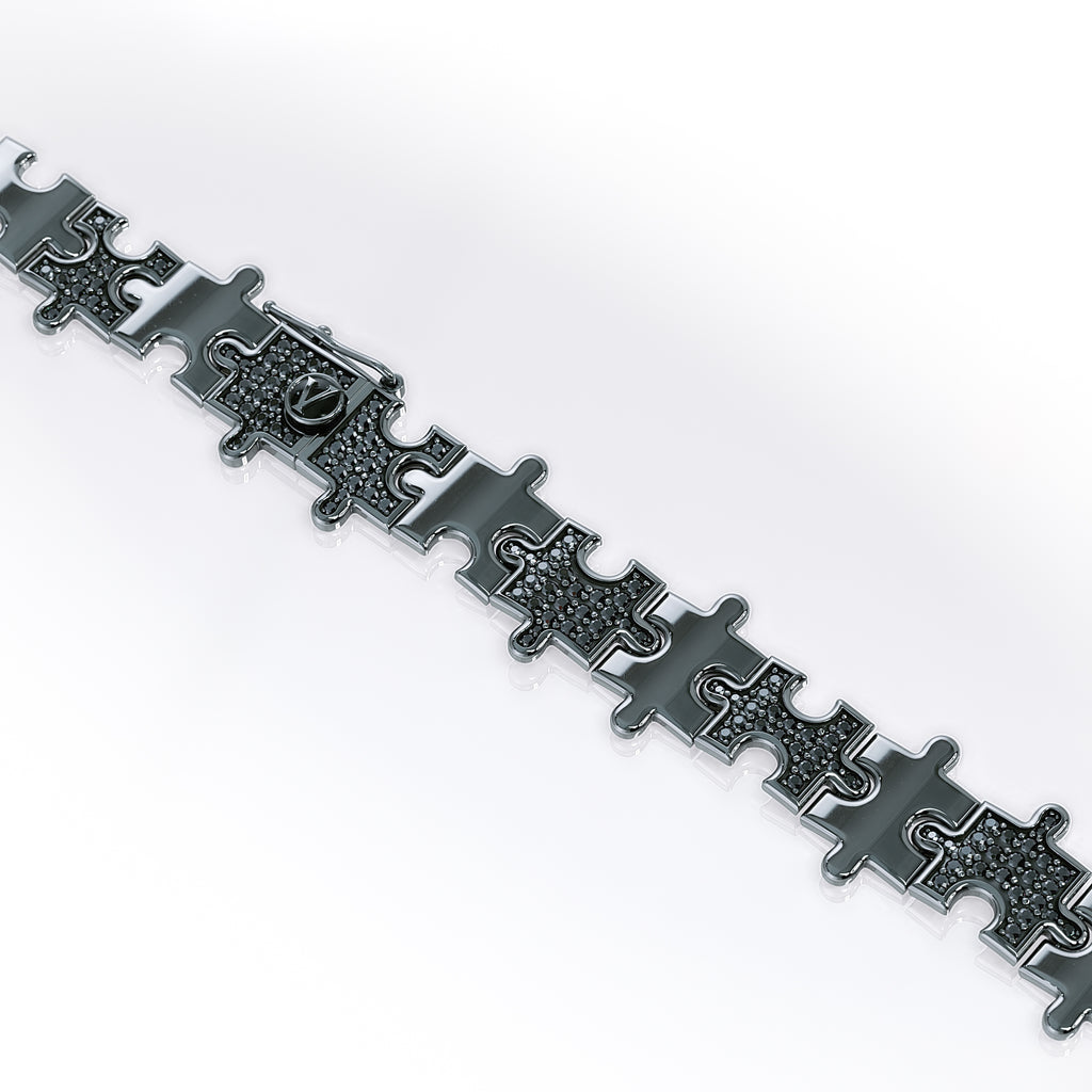 Love Is a Puzzle Alternating Diamond Bracelet 1/4" 18K