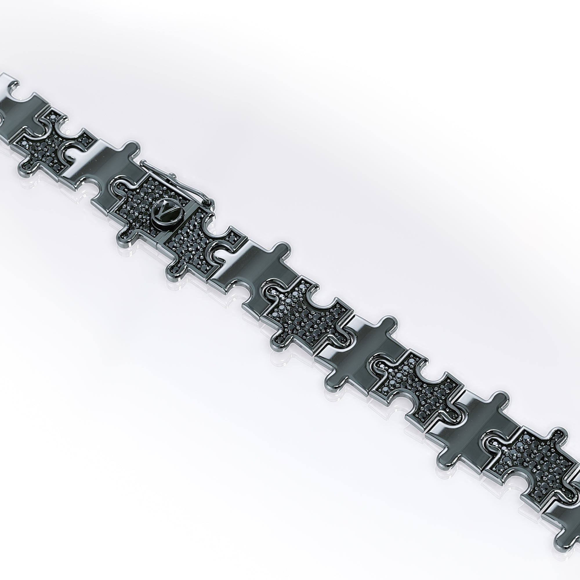 Love Is a Puzzle Alternating Diamond Bracelet 1/2" 18K