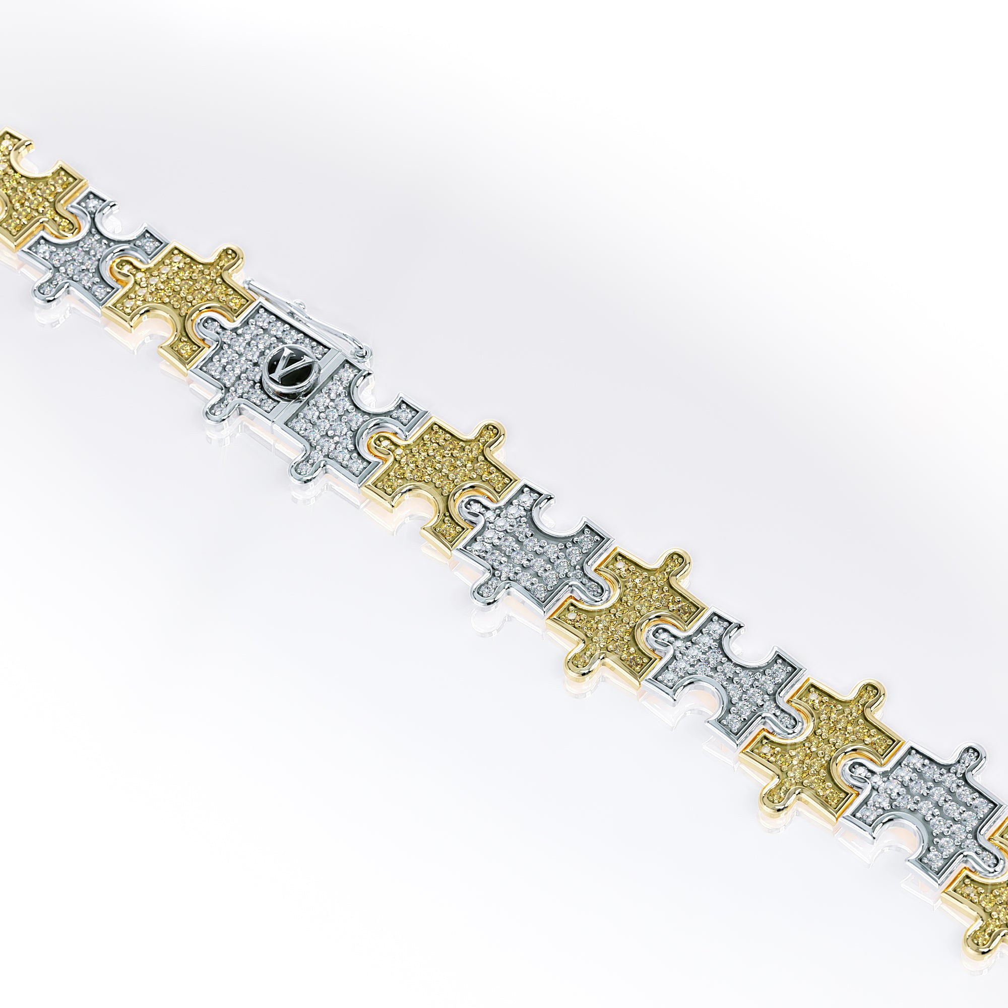 Love Is a Puzzle Diamond Bracelet 1/2" 18K